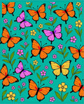 Vibrant Butterfly Garden With Flowers Rug
