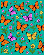 Vibrant Butterfly Garden With Flowers Rug