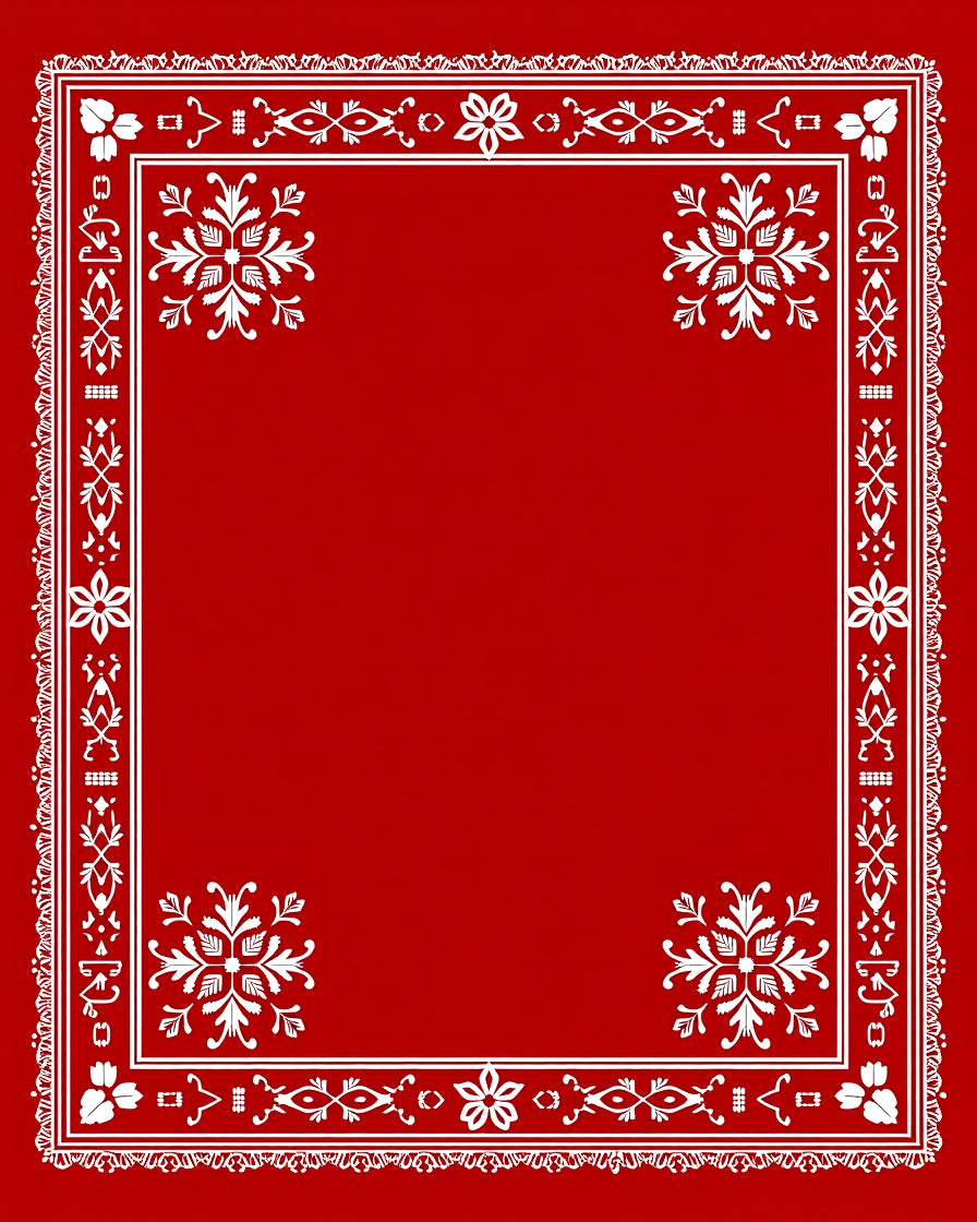 Crimson White Floral Border Medallion Rug