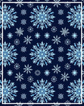 Winter Blue Snowflake Collage Rug