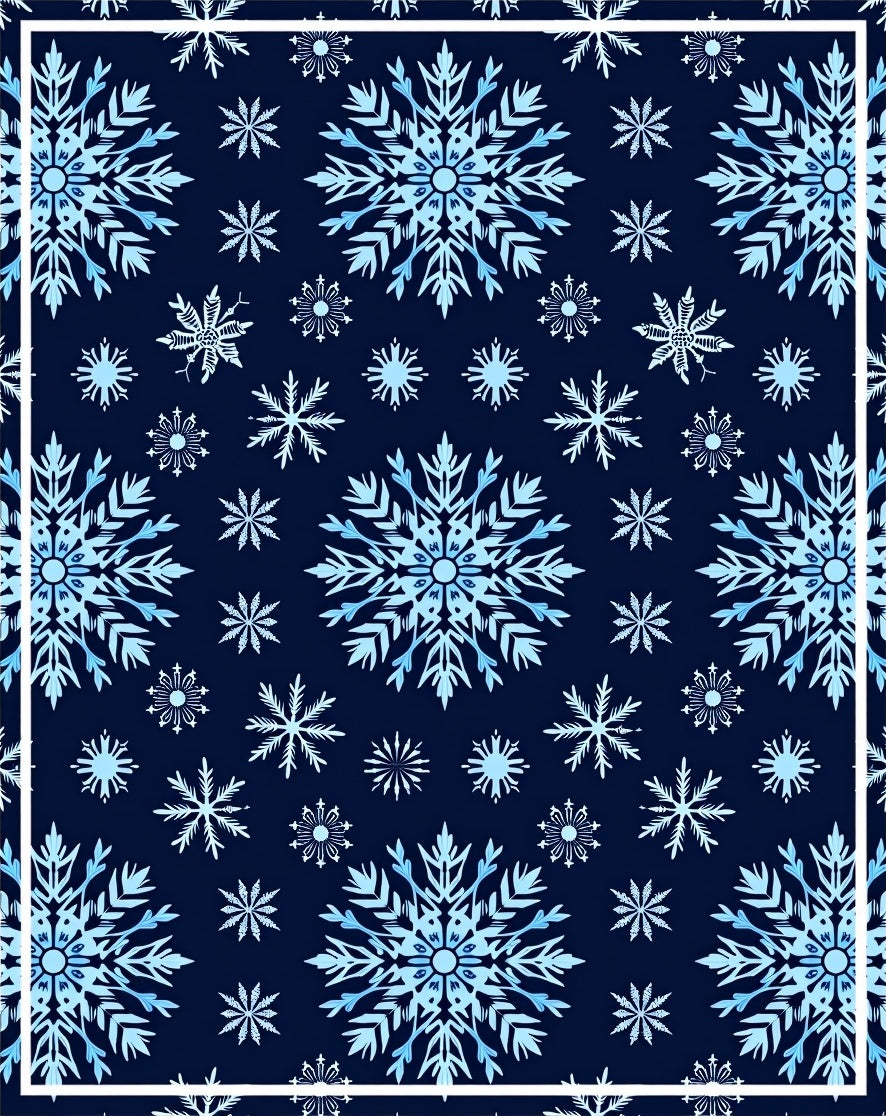 Winter Blue Snowflake Collage Rug
