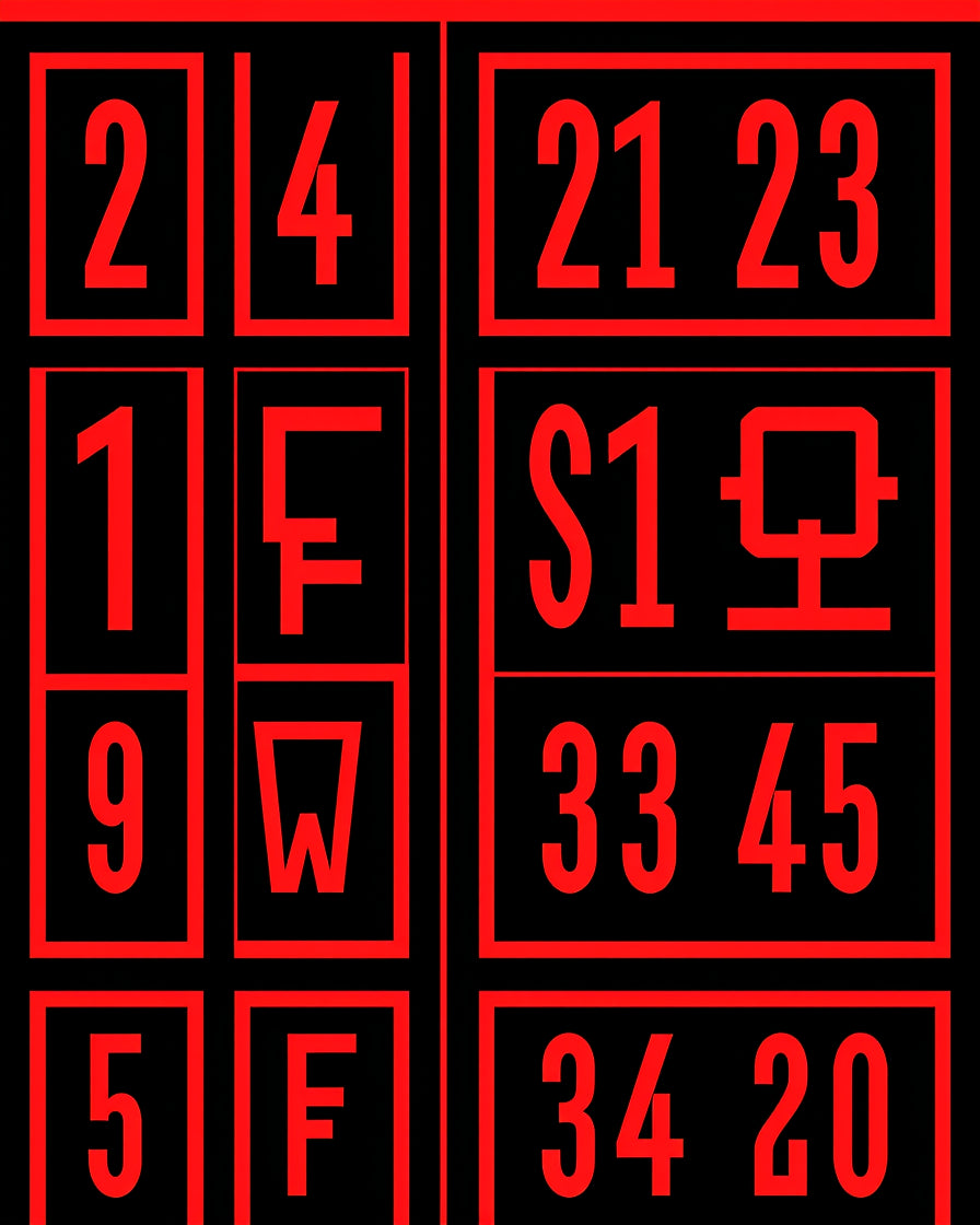 Red Bold Numerals Grid Rug