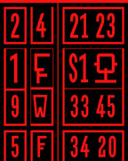 Red Bold Numerals Grid Rug