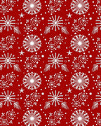 Red White Snowflake Medallion Scatter Rug