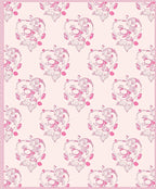 Pink Heart Floral Outline Repeat Rug