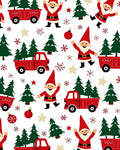 Jolly Gnome Red Truck Christmas Tree Scene Rug