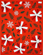 Red White Snowflakes and Greens Rug