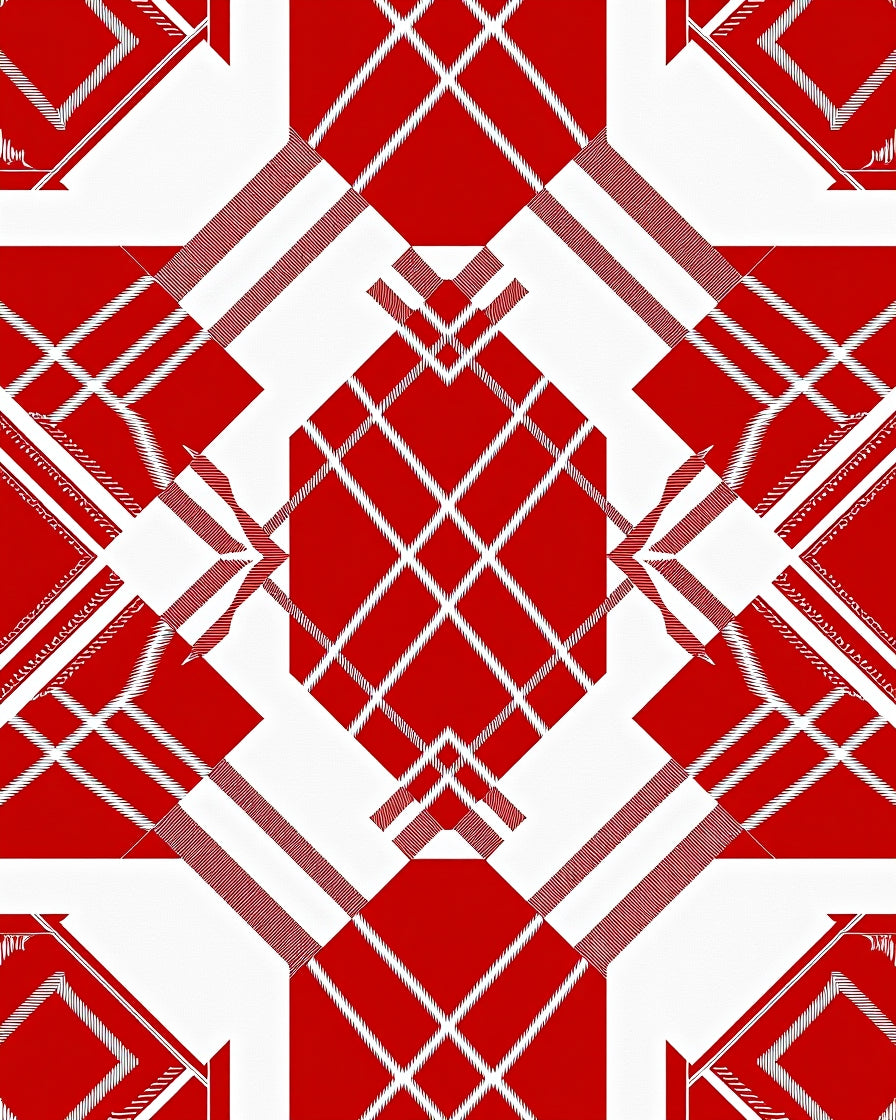 Bold Red Geometric Weave Rug