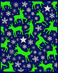 Vibrant Neon Green Reindeer Snowflakes Rug