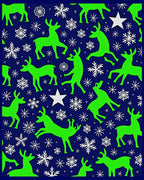 Vibrant Neon Green Reindeer Snowflakes Rug