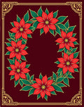 Red Poinsettia Wreath Border Rug