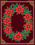 Red Poinsettia Wreath Border Rug