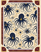 Navy Octopus Swirls Cream Rug
