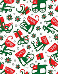 Green Red Holiday Figures Snowflakes Rug