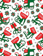 Green Red Holiday Figures Snowflakes Rug