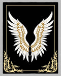 Elegant White Gold Wings Black Accent Rug