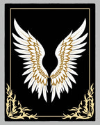 Elegant White Gold Wings Black Accent Rug