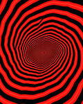 Vibrant Red Black Concentric Tunnel Rug