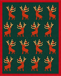Deep Green Reindeer Holiday Scatter Rug