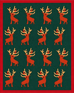Deep Green Reindeer Holiday Scatter Rug