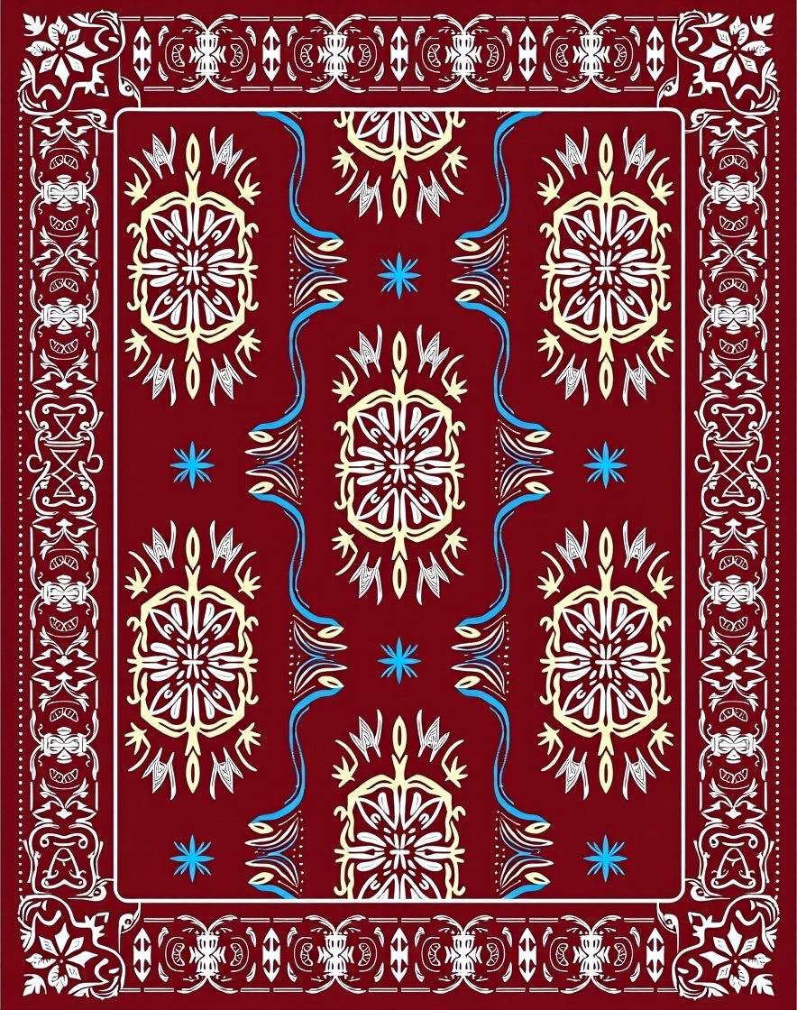 Deep Red Floral Medallion Harmony Rug