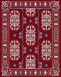 Deep Red Floral Medallion Harmony Rug