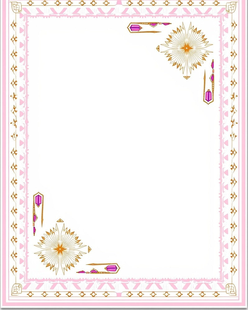 Pink Gold Geometric Medallion Frame Rug