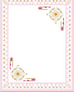 Pink Gold Geometric Medallion Frame Rug