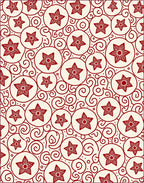 Crimson Red Star Circles Swirls Rug