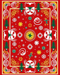 Festive Red Christmas Tree Snowflake Rug