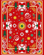 Festive Red Christmas Tree Snowflake Rug