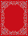 Crimson White Blue Floral Swirl Frame Rug