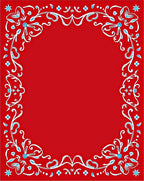 Crimson White Blue Floral Swirl Frame Rug