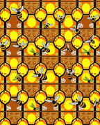 Golden Yellow Honeycomb Bee Swarm Rug