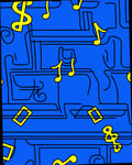 Blue Yellow Musical Notes Graphic Rug