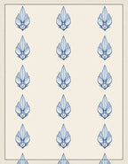 Pale Blue Leaf Medallion Repeat Rug