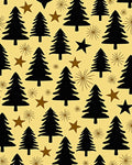 Black Evergreen Stars Yellow Background Rug