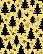 Black Evergreen Stars Yellow Background Rug