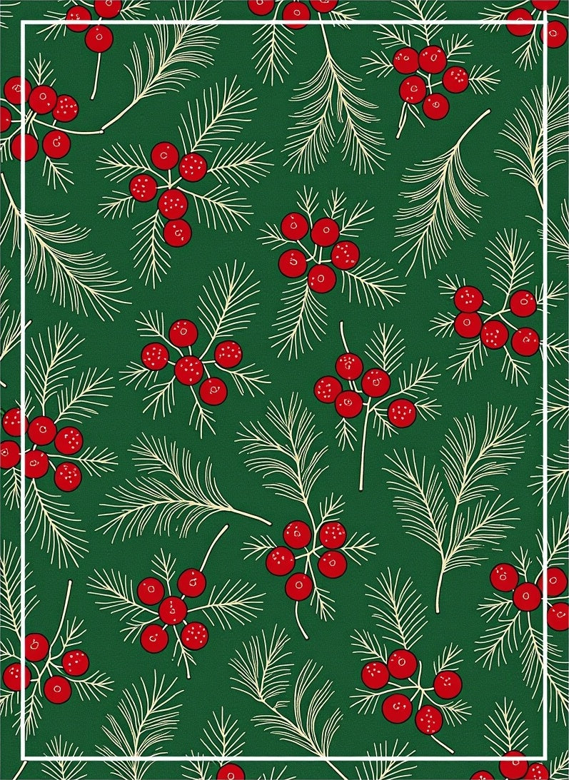 Festive Red Berry Pine Needle Rug