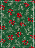 Festive Red Berry Pine Needle Rug