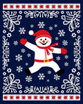 Merry Snowman Red Snowflake Border Rug
