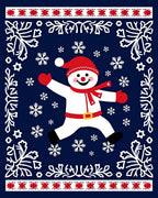 Merry Snowman Red Snowflake Border Rug
