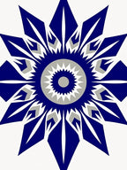 Deep Blue Starburst Geometric Medallion Rug
