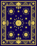 Navy Sunburst Starburst Border Rug