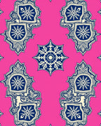 Pink Navy Snowflake Crest Rug