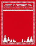 Red Train Pine Forest Border Rug