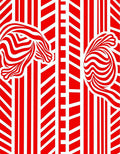 Red White Stripped Organic Form Rug