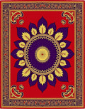 Bold Scarlet Purple Floral Mandala Rug