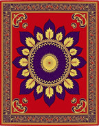 Bold Scarlet Purple Floral Mandala Rug