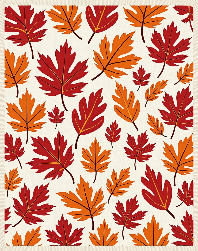 Crimson and Amber Falling Leaves Rug